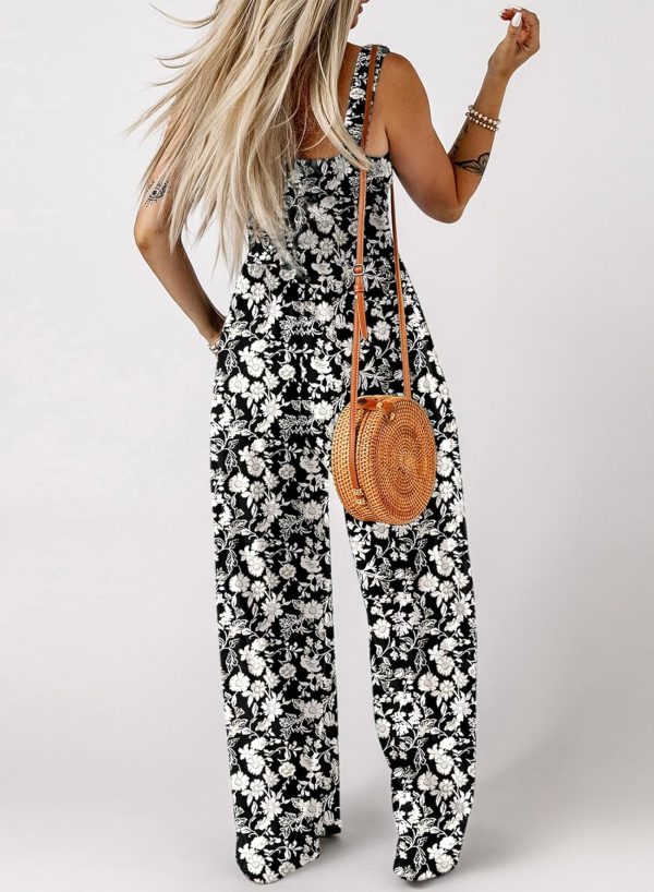Dokotoo Women's Casual Loose Overalls Jumpsuits One Piece Sleeveless Printed Wide Leg Long Pant Rompers With Pockets - Image 63