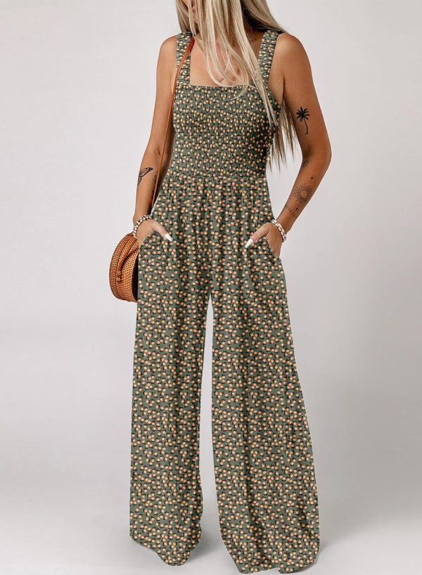 Dokotoo Women's Casual Loose Overalls Jumpsuits One Piece Sleeveless Printed Wide Leg Long Pant Rompers With Pockets - Image 65