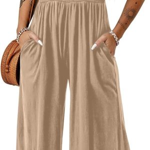 Dokotoo Women's Casual Loose Overalls Jumpsuits One Piece Sleeveless Wide Leg Long Pant Rompers With Pockets