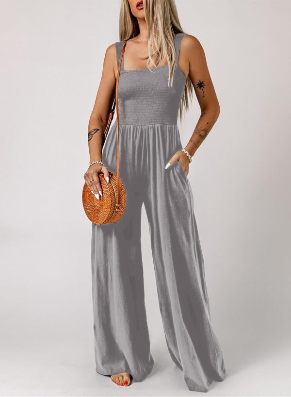 Dokotoo Women's Casual Loose Overalls Jumpsuits One Piece Sleeveless Wide Leg Long Pant Rompers With Pockets - Image 6