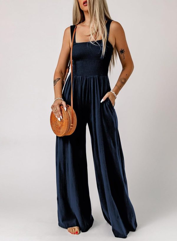 Dokotoo Women's Casual Loose Overalls Jumpsuits One Piece Sleeveless Wide Leg Long Pant Rompers With Pockets - Image 14