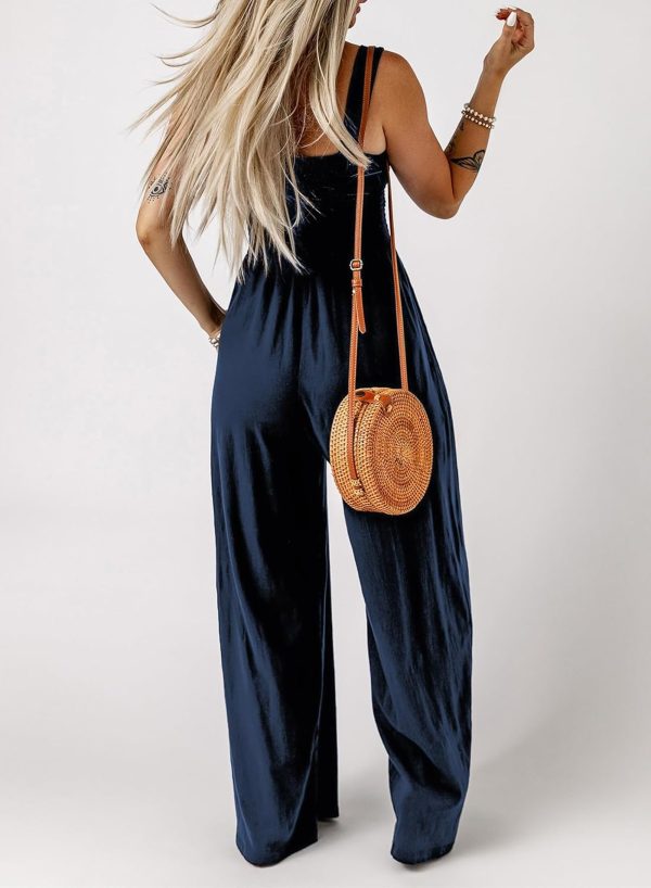 Dokotoo Women's Casual Loose Overalls Jumpsuits One Piece Sleeveless Wide Leg Long Pant Rompers With Pockets - Image 16
