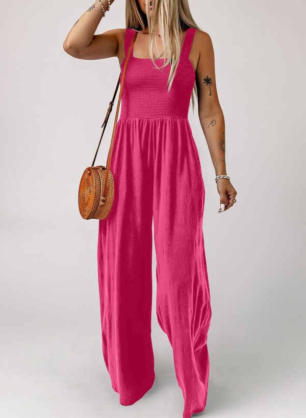 Dokotoo Women's Casual Loose Overalls Jumpsuits One Piece Sleeveless Wide Leg Long Pant Rompers With Pockets - Image 23