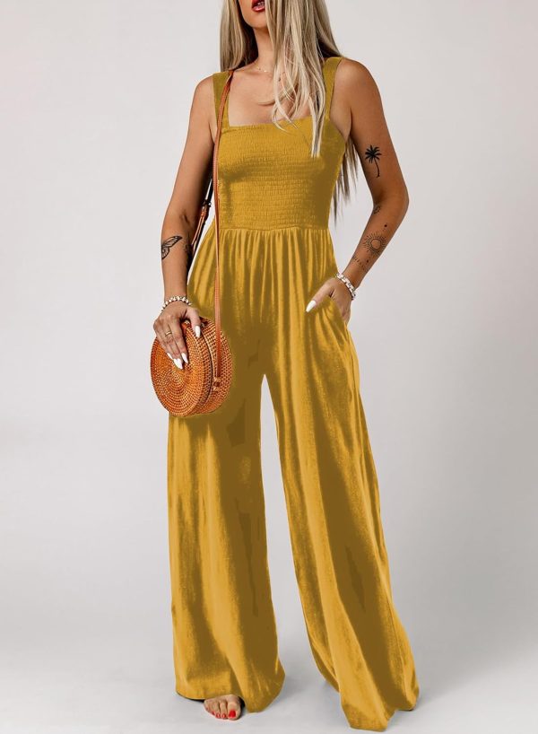 Dokotoo Women's Casual Loose Overalls Jumpsuits One Piece Sleeveless Wide Leg Long Pant Rompers With Pockets - Image 30