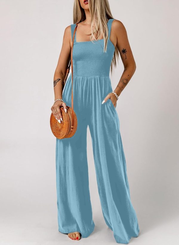 Dokotoo Women's Casual Loose Overalls Jumpsuits One Piece Sleeveless Wide Leg Long Pant Rompers With Pockets - Image 34