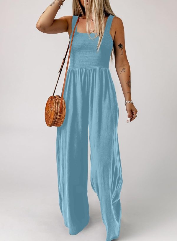 Dokotoo Women's Casual Loose Overalls Jumpsuits One Piece Sleeveless Wide Leg Long Pant Rompers With Pockets - Image 35
