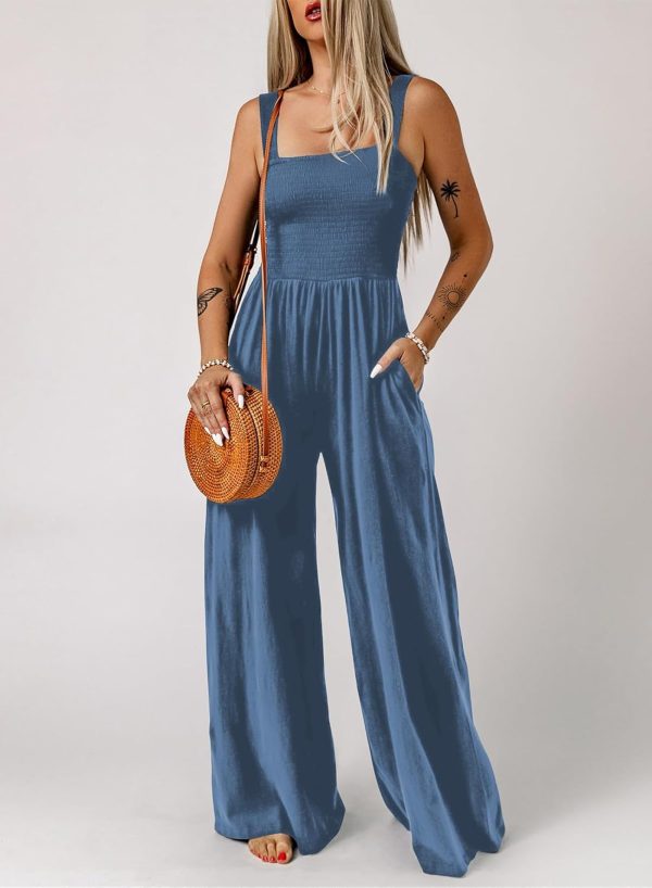 Dokotoo Women's Casual Loose Overalls Jumpsuits One Piece Sleeveless Wide Leg Long Pant Rompers With Pockets - Image 38