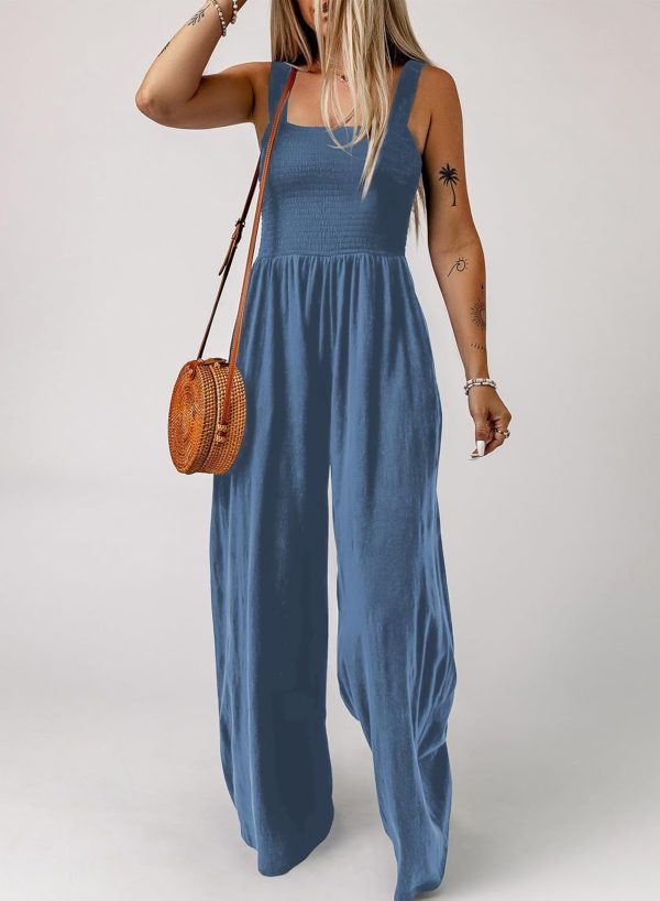 Dokotoo Women's Casual Loose Overalls Jumpsuits One Piece Sleeveless Wide Leg Long Pant Rompers With Pockets - Image 39