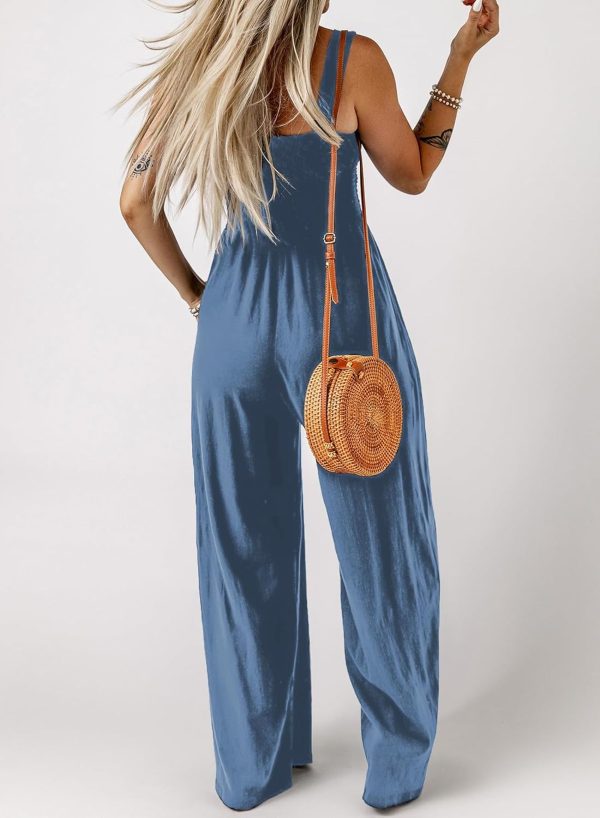 Dokotoo Women's Casual Loose Overalls Jumpsuits One Piece Sleeveless Wide Leg Long Pant Rompers With Pockets - Image 40