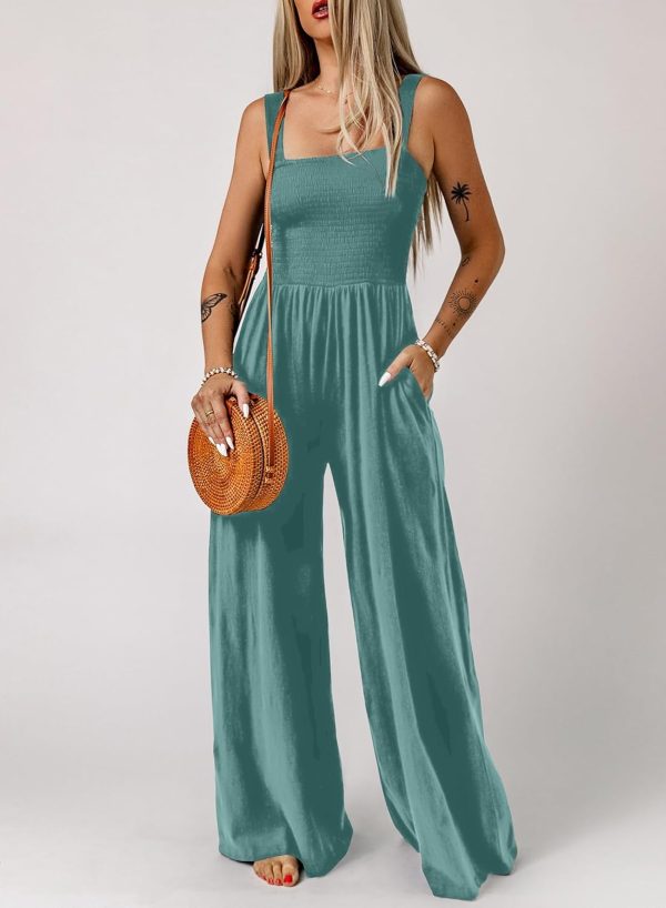 Dokotoo Women's Casual Loose Overalls Jumpsuits One Piece Sleeveless Wide Leg Long Pant Rompers With Pockets - Image 43