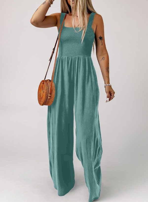 Dokotoo Women's Casual Loose Overalls Jumpsuits One Piece Sleeveless Wide Leg Long Pant Rompers With Pockets - Image 44