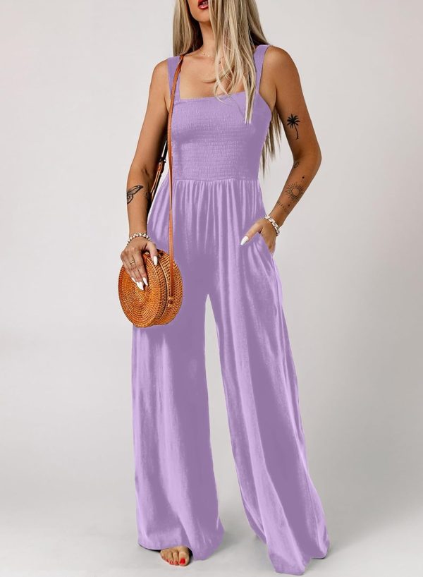 Dokotoo Women's Casual Loose Overalls Jumpsuits One Piece Sleeveless Wide Leg Long Pant Rompers With Pockets - Image 47