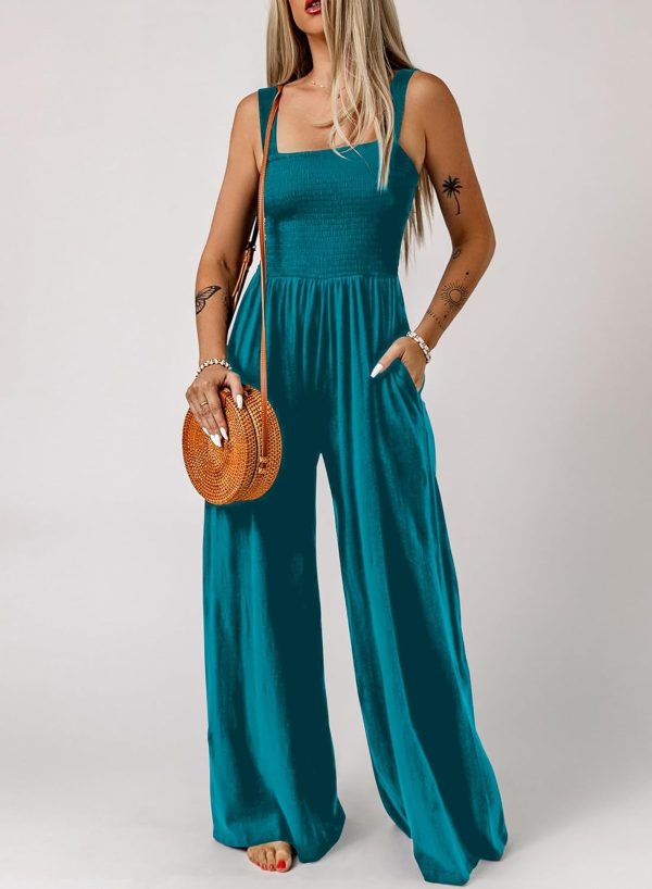 Dokotoo Women's Casual Loose Overalls Jumpsuits One Piece Sleeveless Wide Leg Long Pant Rompers With Pockets - Image 55
