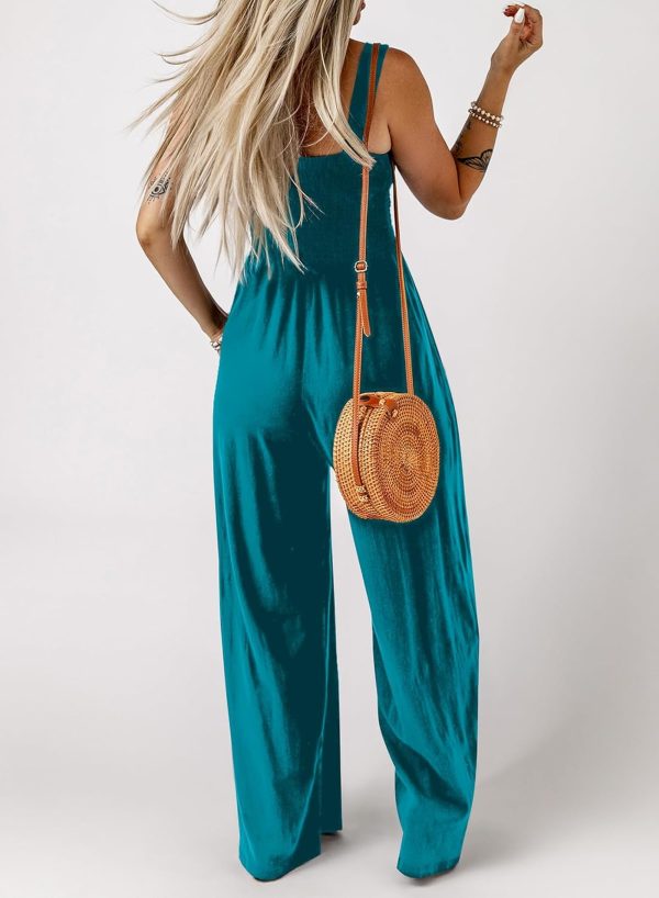 Dokotoo Women's Casual Loose Overalls Jumpsuits One Piece Sleeveless Wide Leg Long Pant Rompers With Pockets - Image 56