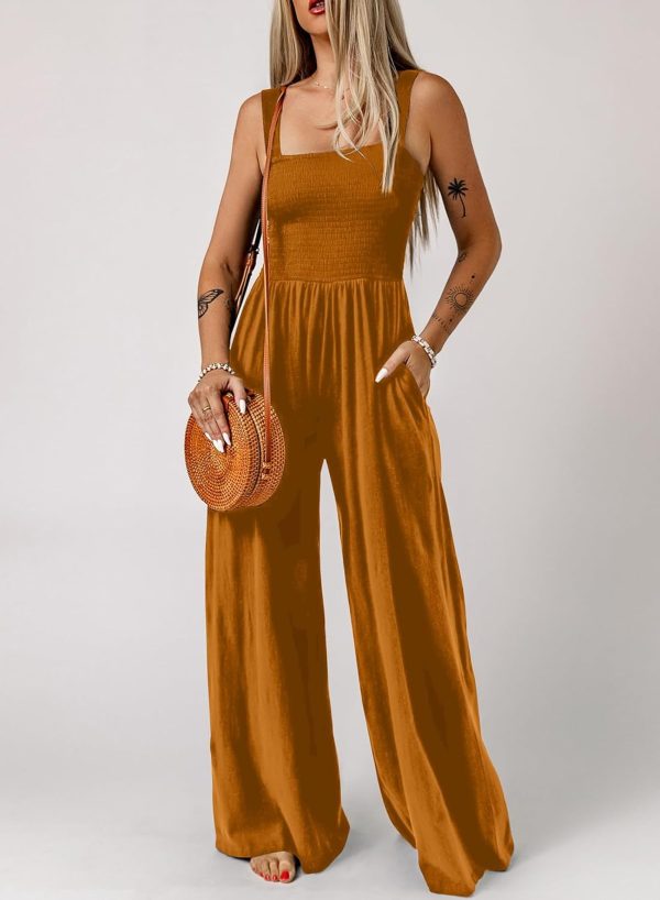 Dokotoo Women's Casual Loose Overalls Jumpsuits One Piece Sleeveless Wide Leg Long Pant Rompers With Pockets - Image 58