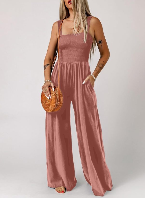 Dokotoo Women's Casual Loose Overalls Jumpsuits One Piece Sleeveless Wide Leg Long Pant Rompers With Pockets - Image 61