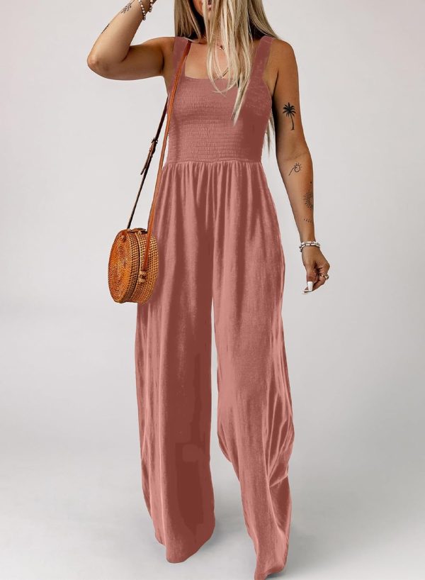 Dokotoo Women's Casual Loose Overalls Jumpsuits One Piece Sleeveless Wide Leg Long Pant Rompers With Pockets - Image 62