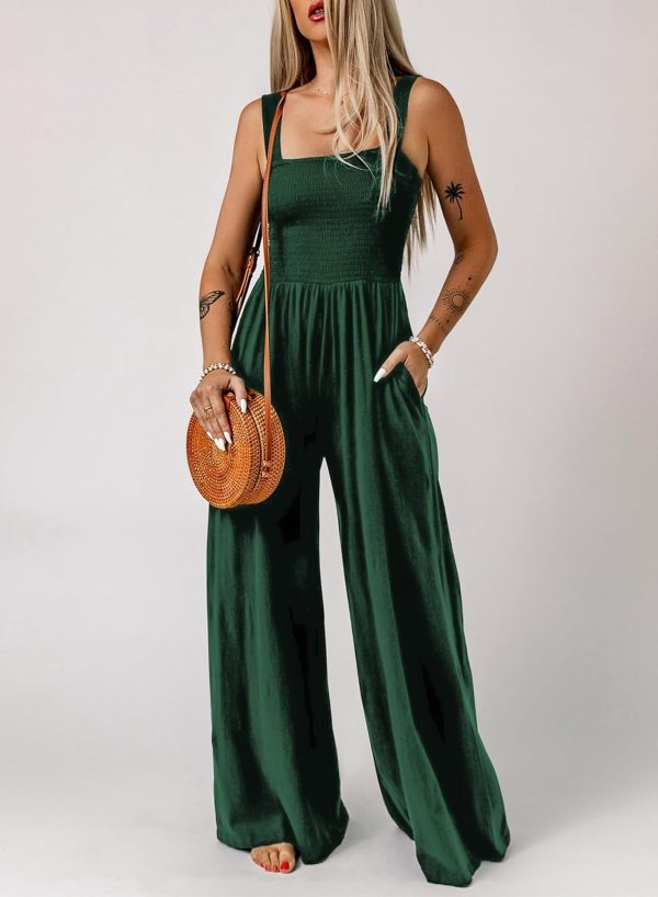 Dokotoo Women's Casual Loose Overalls Jumpsuits One Piece Sleeveless Wide Leg Long Pant Rompers With Pockets - Image 65